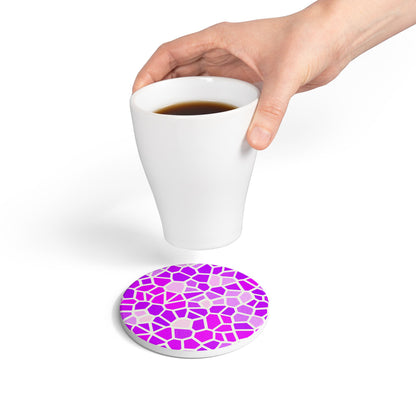 Geometric Mosaic Ceramic Coaster — Pink