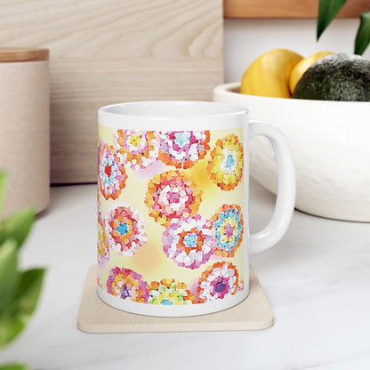 Floral Ceramic Mug Yellow