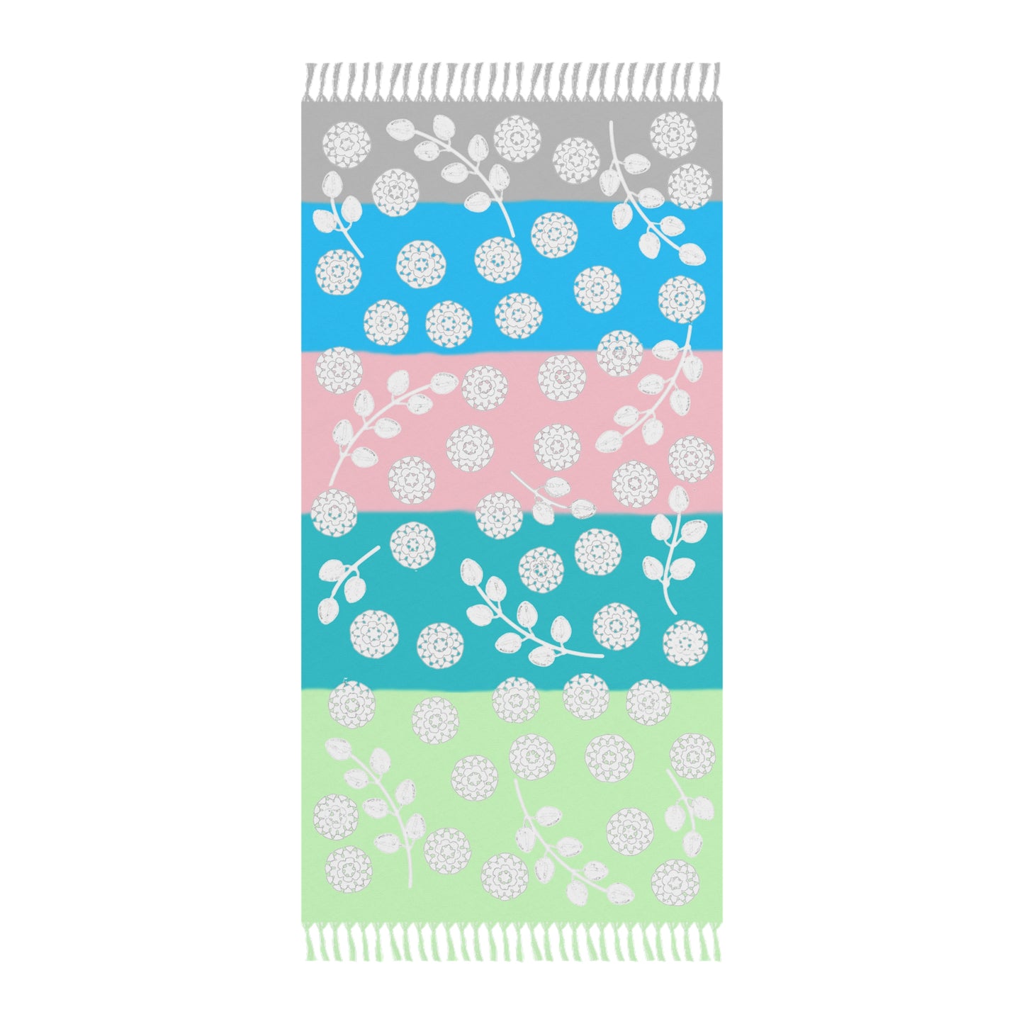 Boho Floral Beach Towel — Lightweight Turkish Fringe Beach Towel