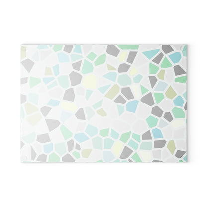 Mint Mosaic Geometric Tile Pattern Tempered Glass Cutting Board