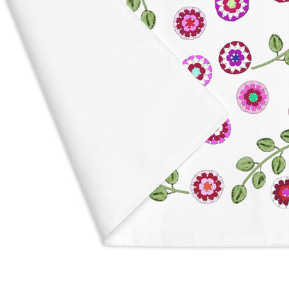 Pink Crochet Flower Pattern Table Placemat