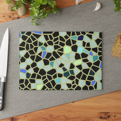 Black & Green Mosaic Pattern Tempered Glass Cutting Board