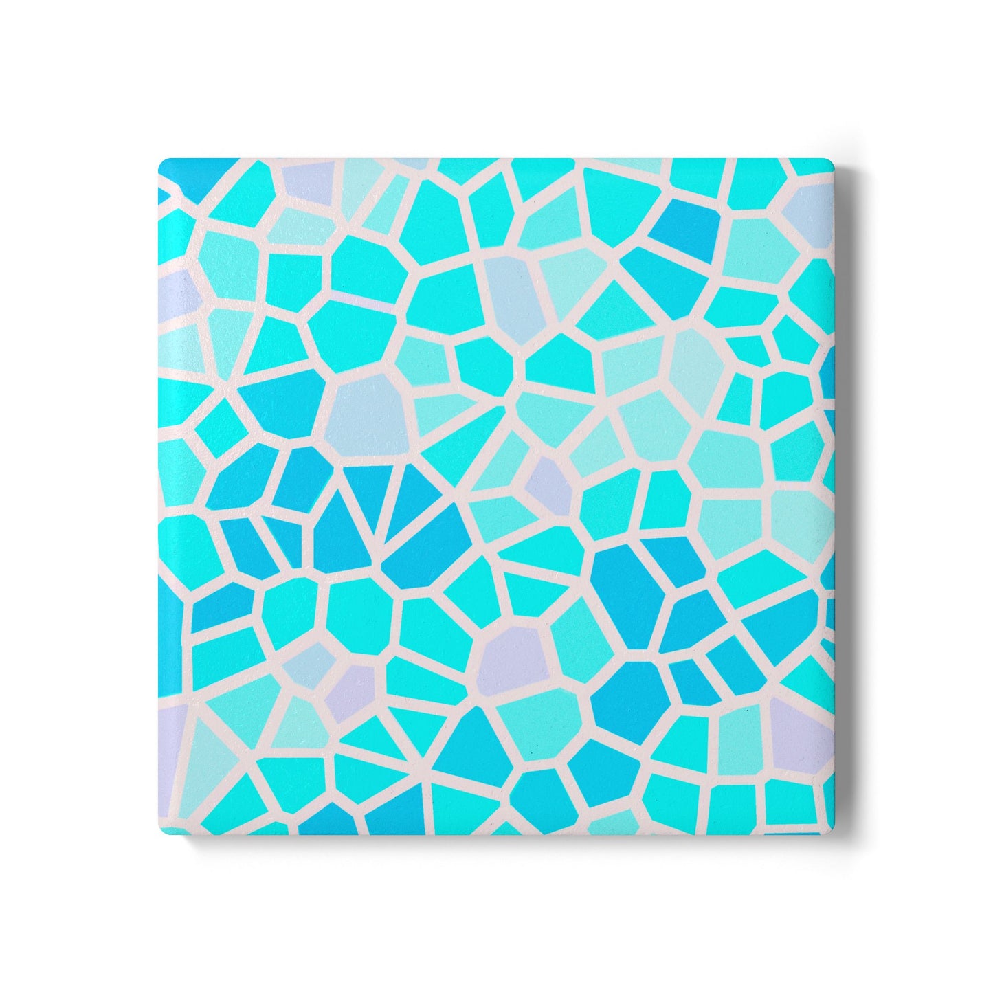 Geomeric Mosaic Ceramic Coaster — Aqua
