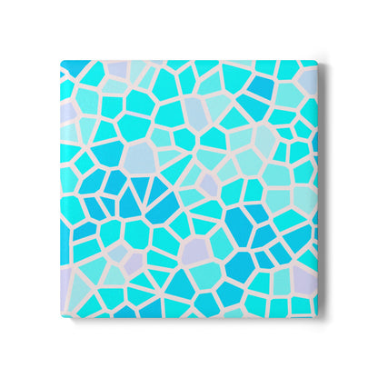 Geomeric Mosaic Ceramic Coaster — Aqua