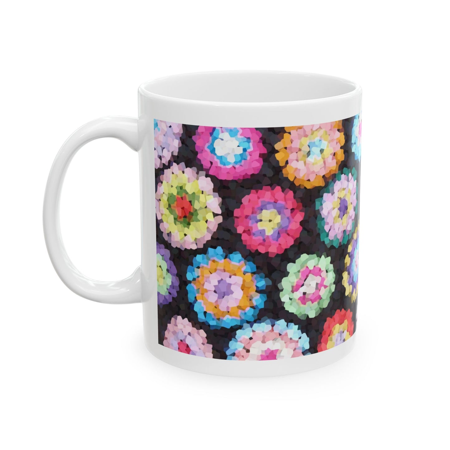 Floral Ceramic Mug Black