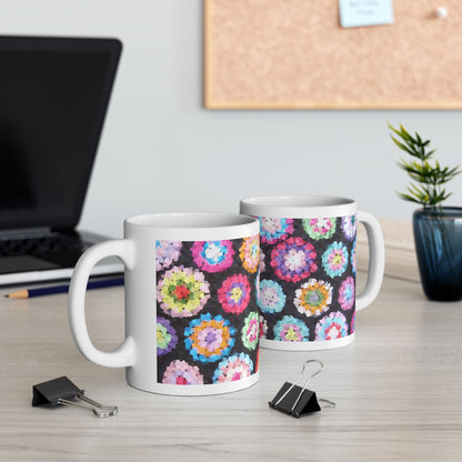 Floral Ceramic Mug Black