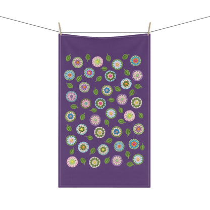 Crochet Pattern Print Tea Towels Purple