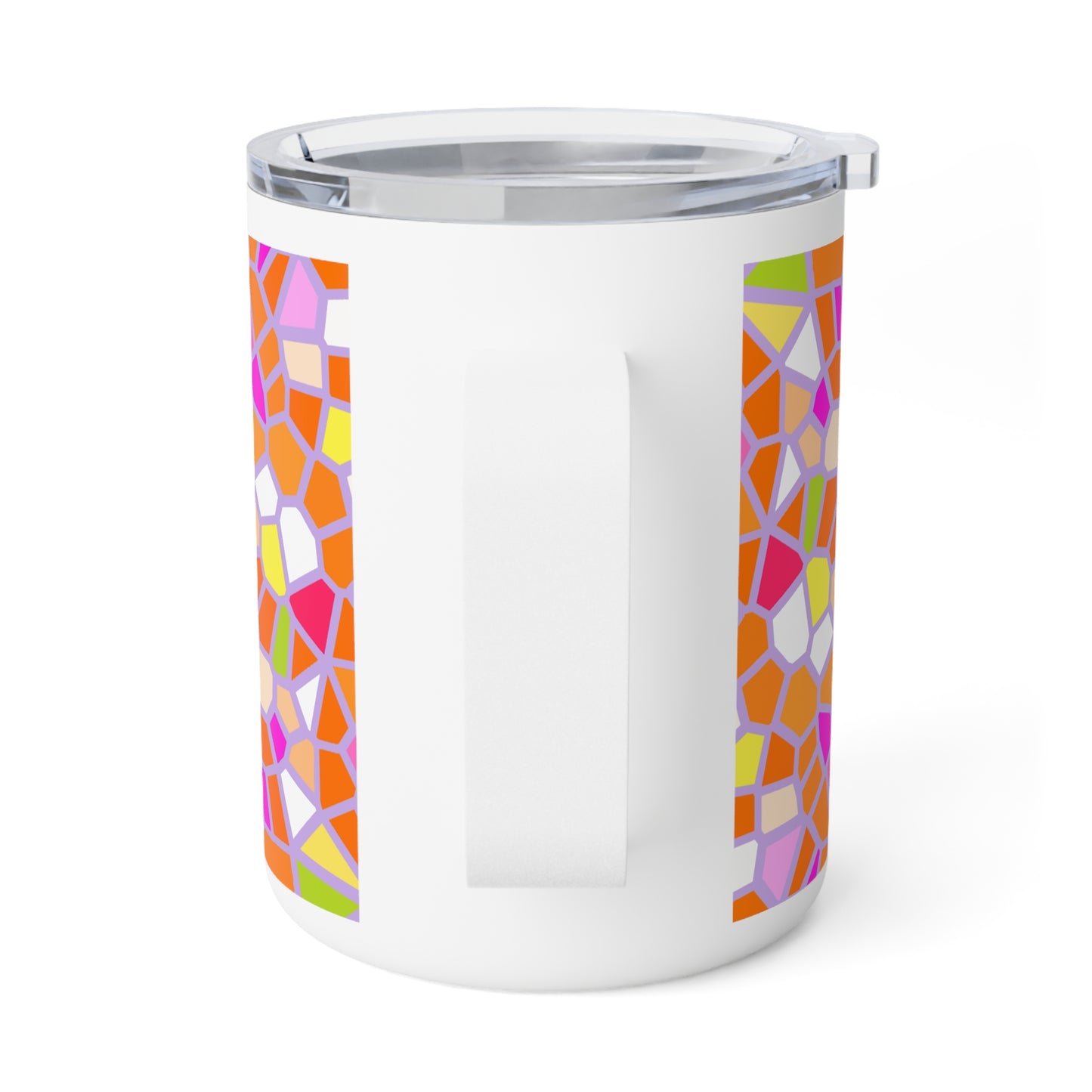 10oz Insulated Coffee Mug — Vibrant Mosaic Pattern