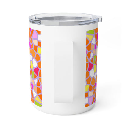 10oz Insulated Coffee Mug — Vibrant Mosaic Pattern
