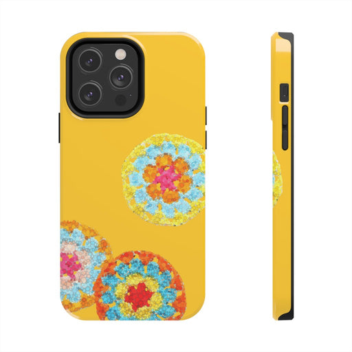 Crochet Pattern Print Tough iPhone Case Floral Yellow