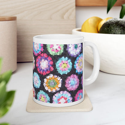 Floral Ceramic Mug Black