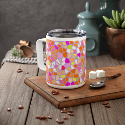 10oz Insulated Coffee Mug — Vibrant Mosaic Pattern