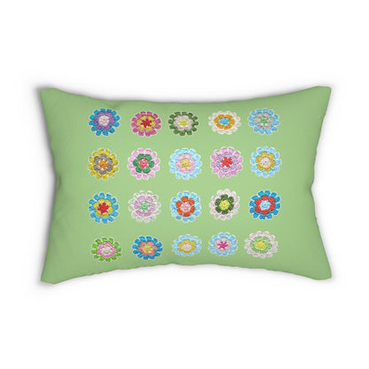 Crochet Pattern Print Spun Polyester Lumbar Pillow Mint Green