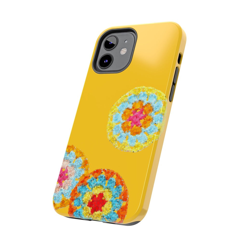 Crochet Pattern Print Tough iPhone Case Floral Yellow