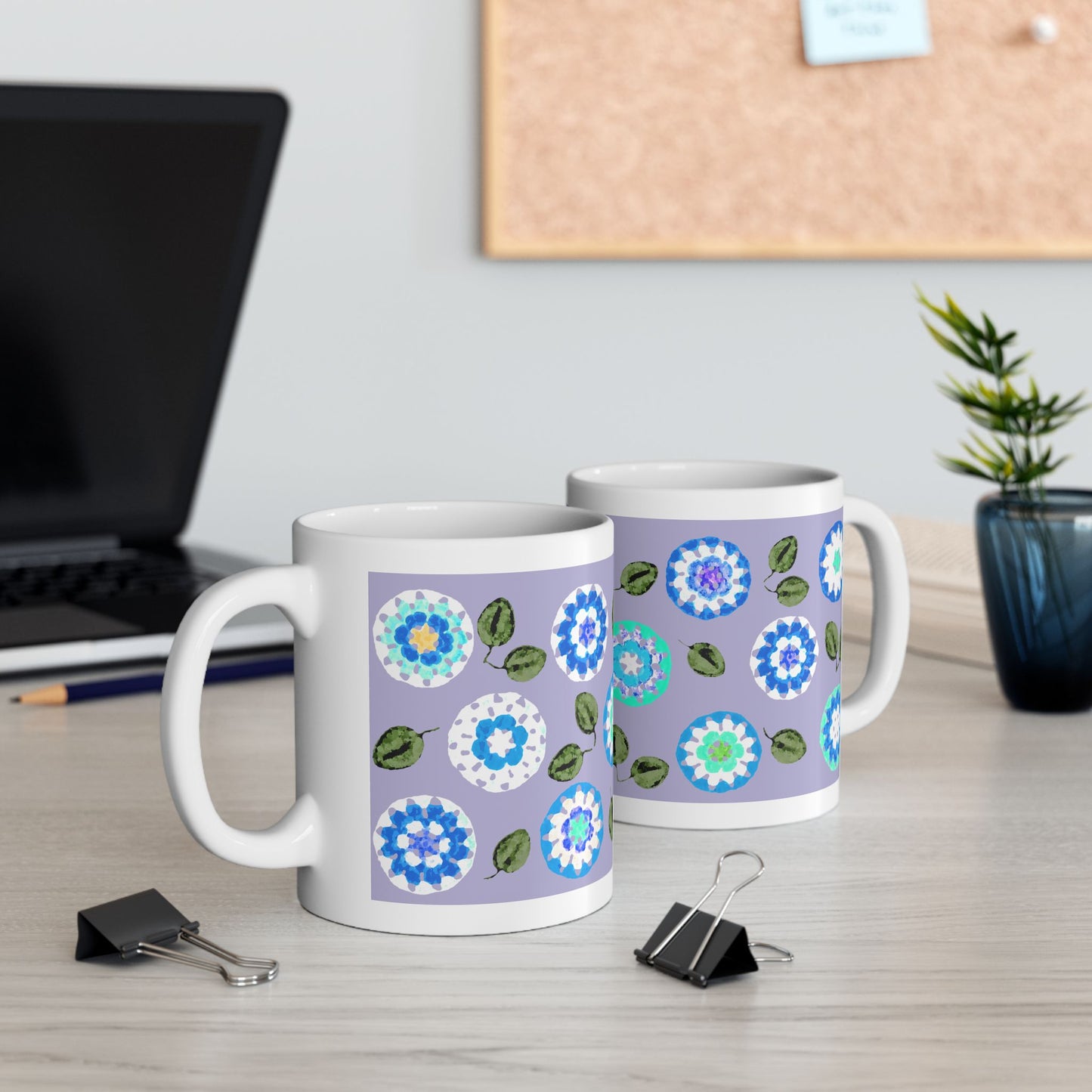 Coffee Mug Design Image--Crochet Pattern Blue Purple