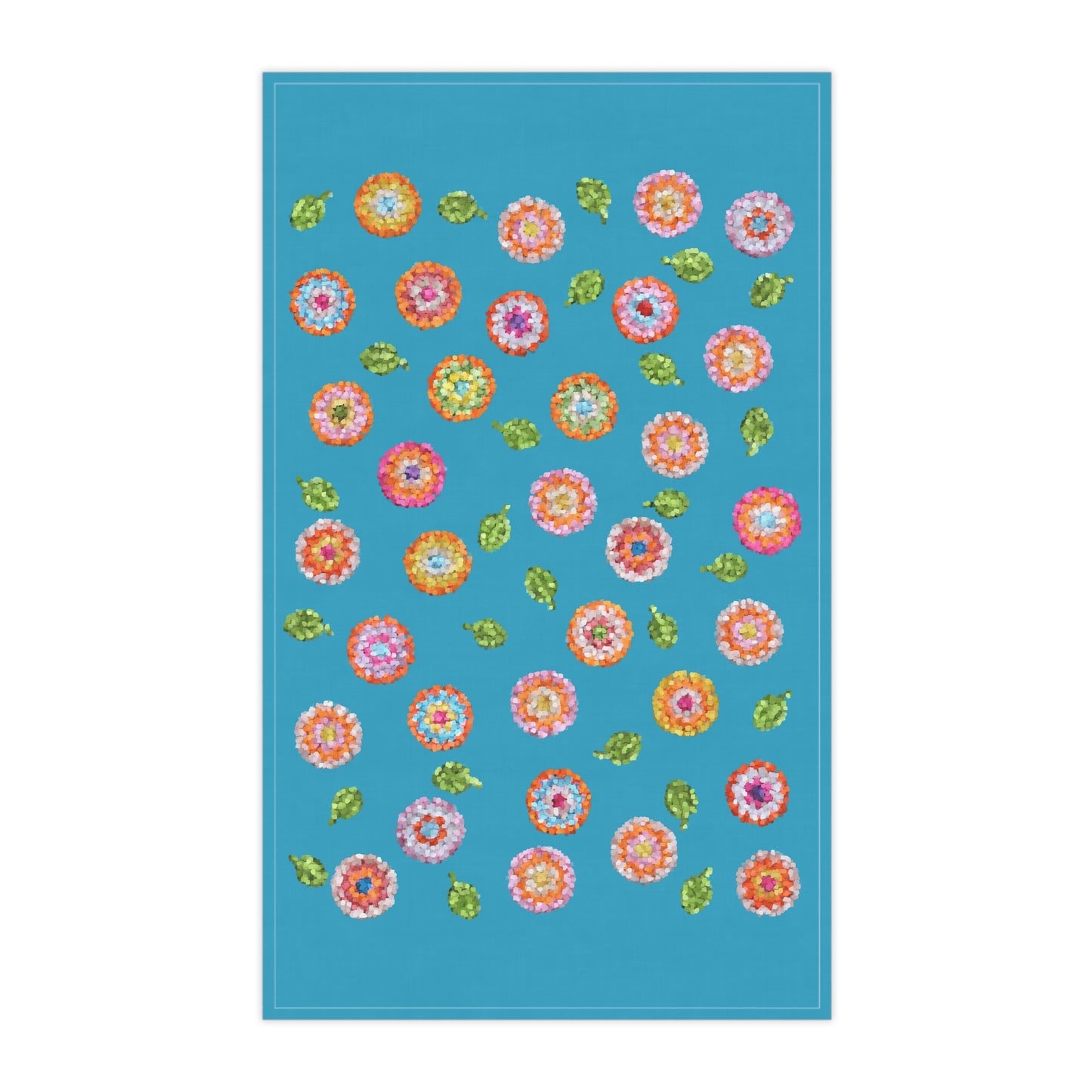 Floral Pattern Print Tea Towels Vintage Blue