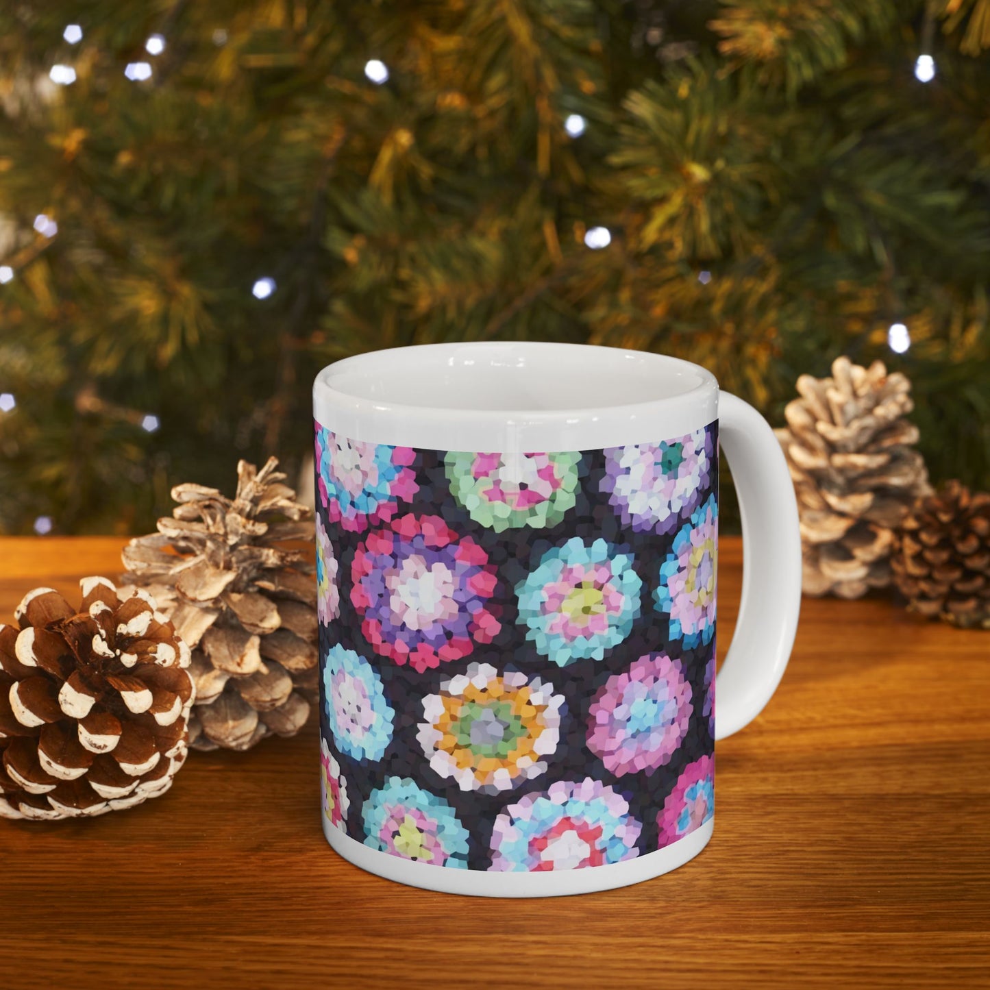 Floral Ceramic Mug Black