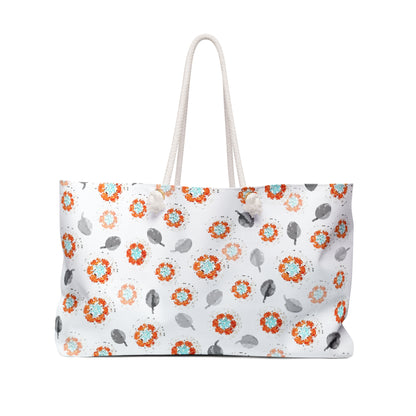 Orange Flower Weekender Bag