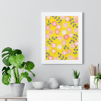 Framed Floral Vertical Poster - Yellow