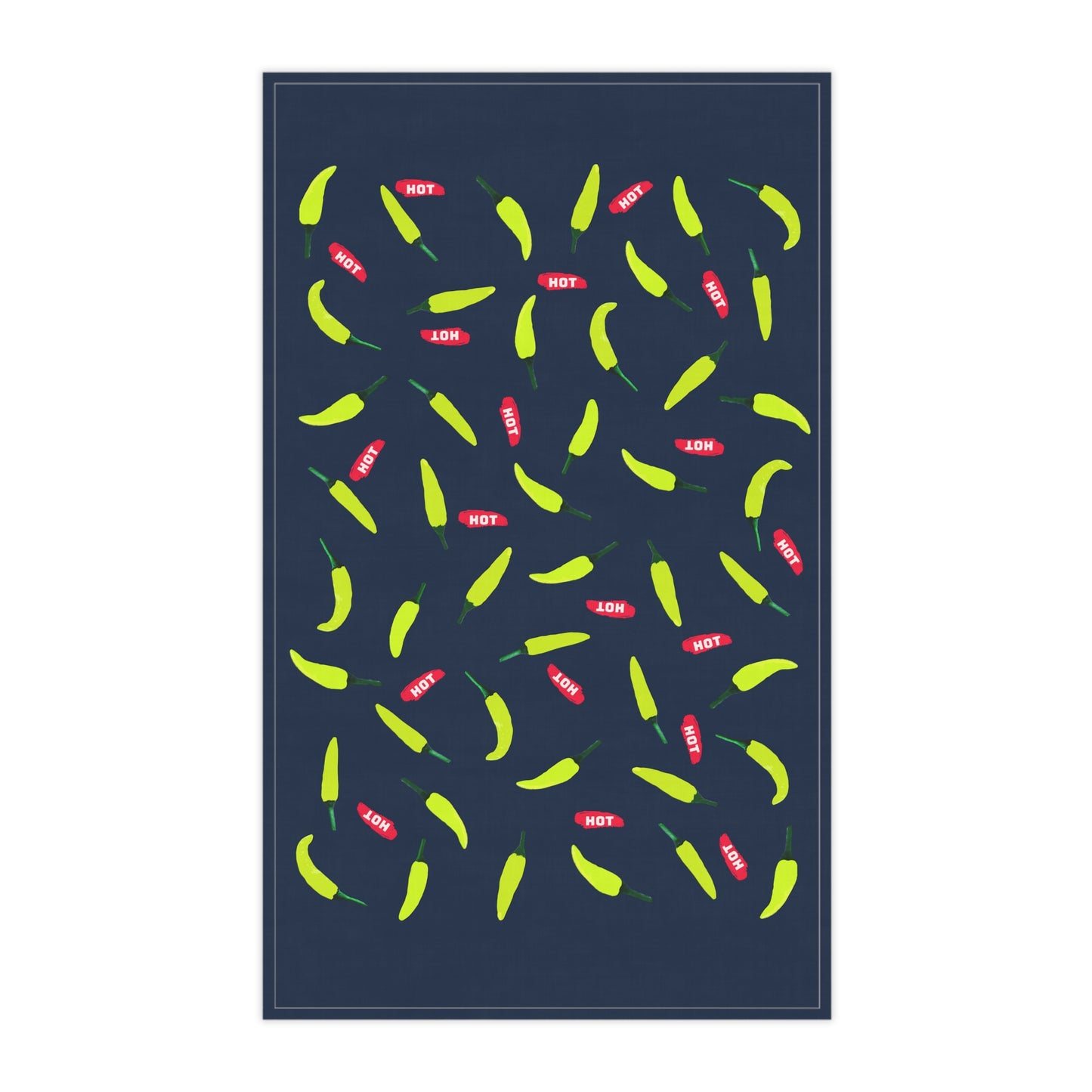 Chili Pepper Pattern Cotton Tea Towel — Navy Kitchen Dish Towel
