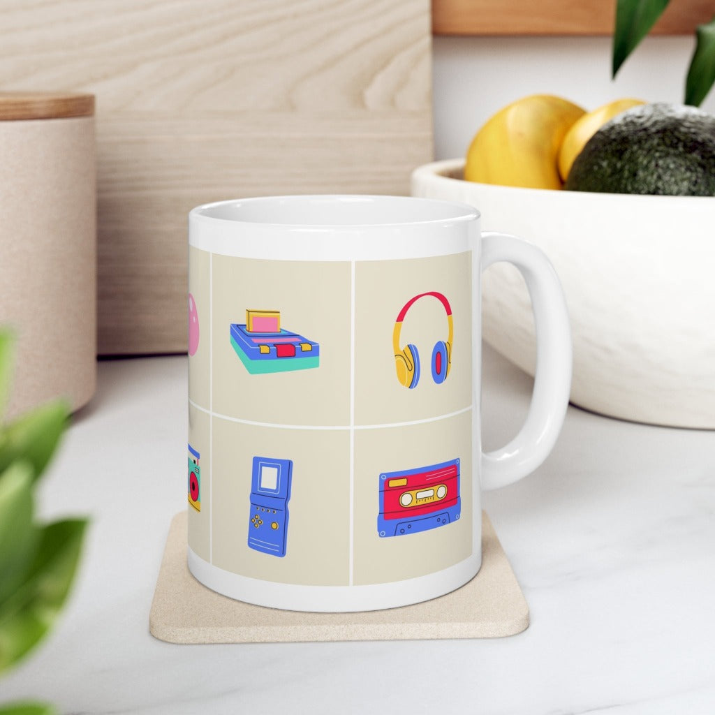 Classic 80s 90s Elements Print Ceramic Mug 11oz