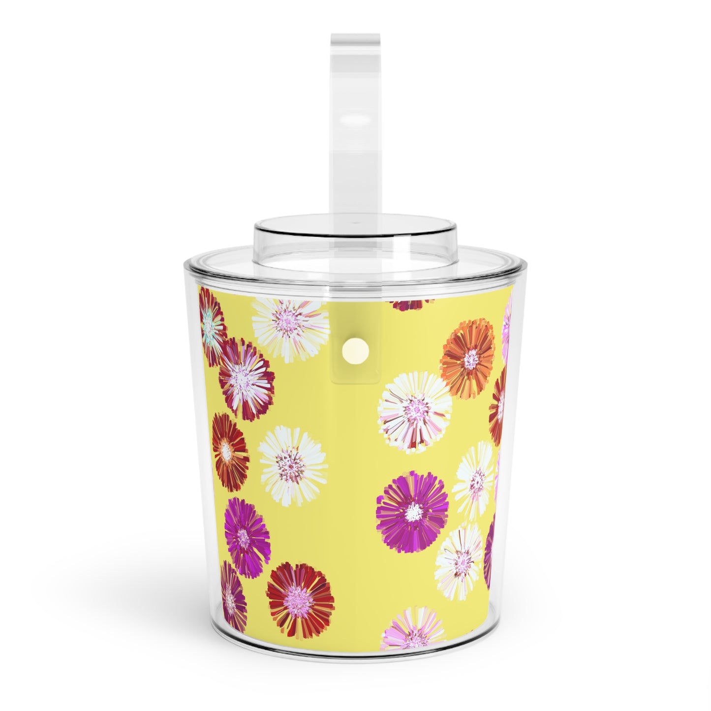 Daisy Flower Ice Bucket with Tongs – Bright Yellow