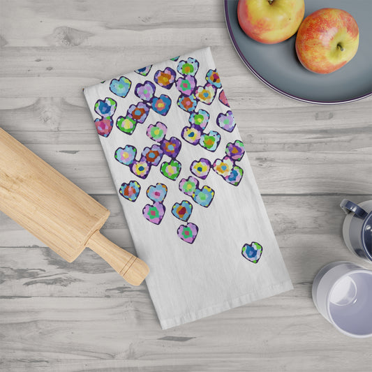 Tea Towel — Watercolor Heart Confetti Kitchen Towel