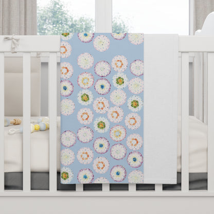 Soft Fleece Baby Blanket Floral Pattern Baby Blue 30" × 40"