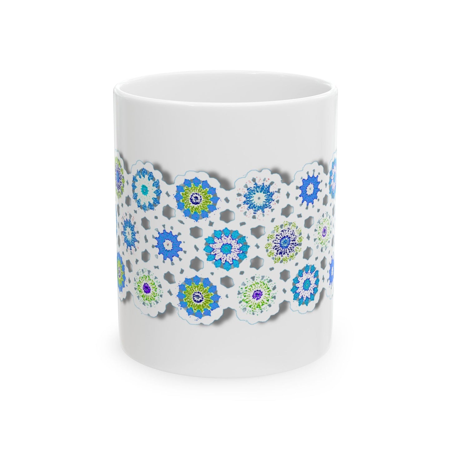 Coffee Mug Design Image-- Crochet Pattern In Blue With Shadow Drop