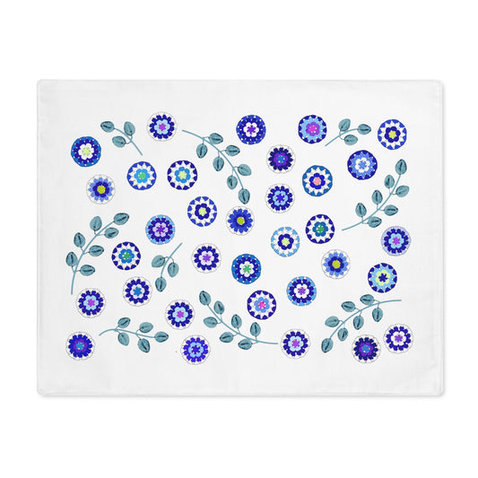 Blue Crochet Flower Pattern Print Placemat