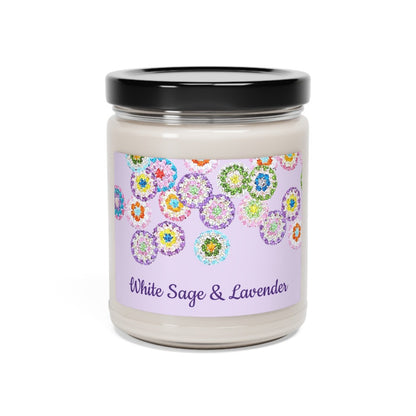 Natural Soy Wax Scented Candle White Sage & Lavender, 9oz