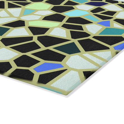 Black & Green Mosaic Pattern Tempered Glass Cutting Board