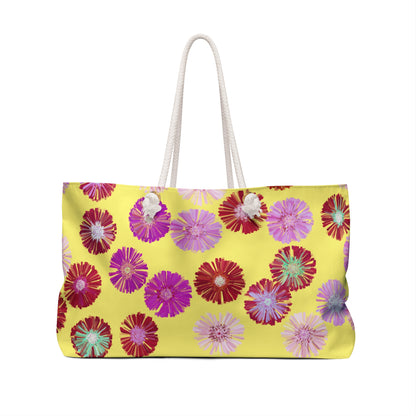 Yellow Floral Weekender Bag — Bright Summer Travel Tote