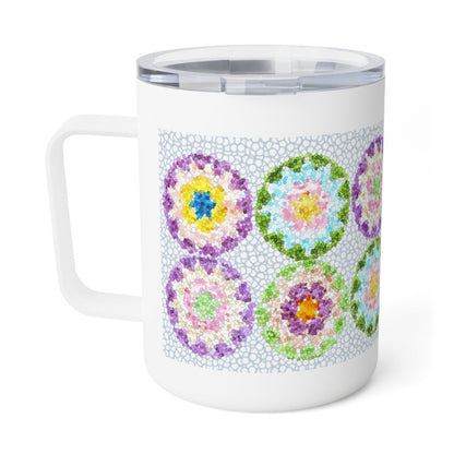 Crochet Pattern Print Insulated Coffee Mug, 10oz