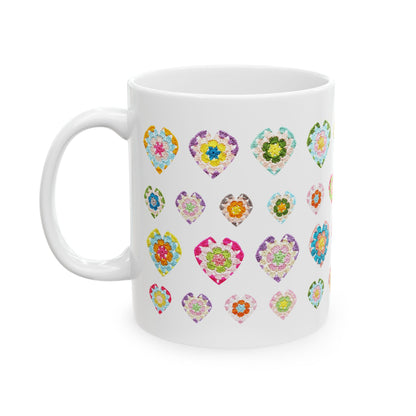 Love Heart Print Ceramic Mug (11oz)