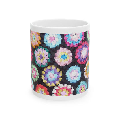 Floral Ceramic Mug Black