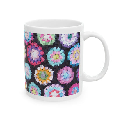 Floral Ceramic Mug Black