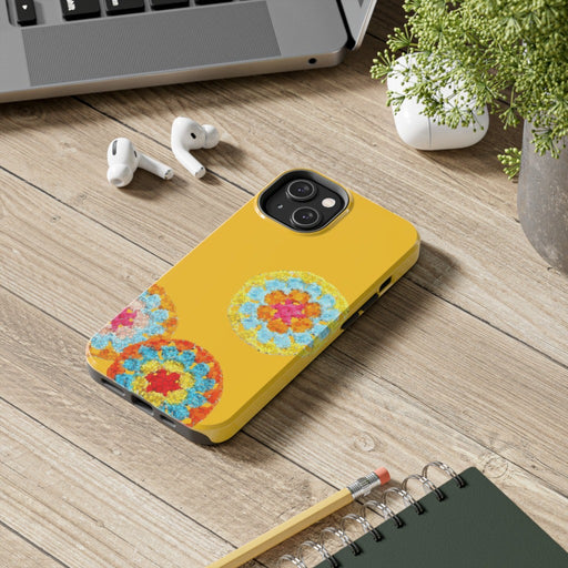 Crochet Pattern Print Tough iPhone Case Floral Yellow