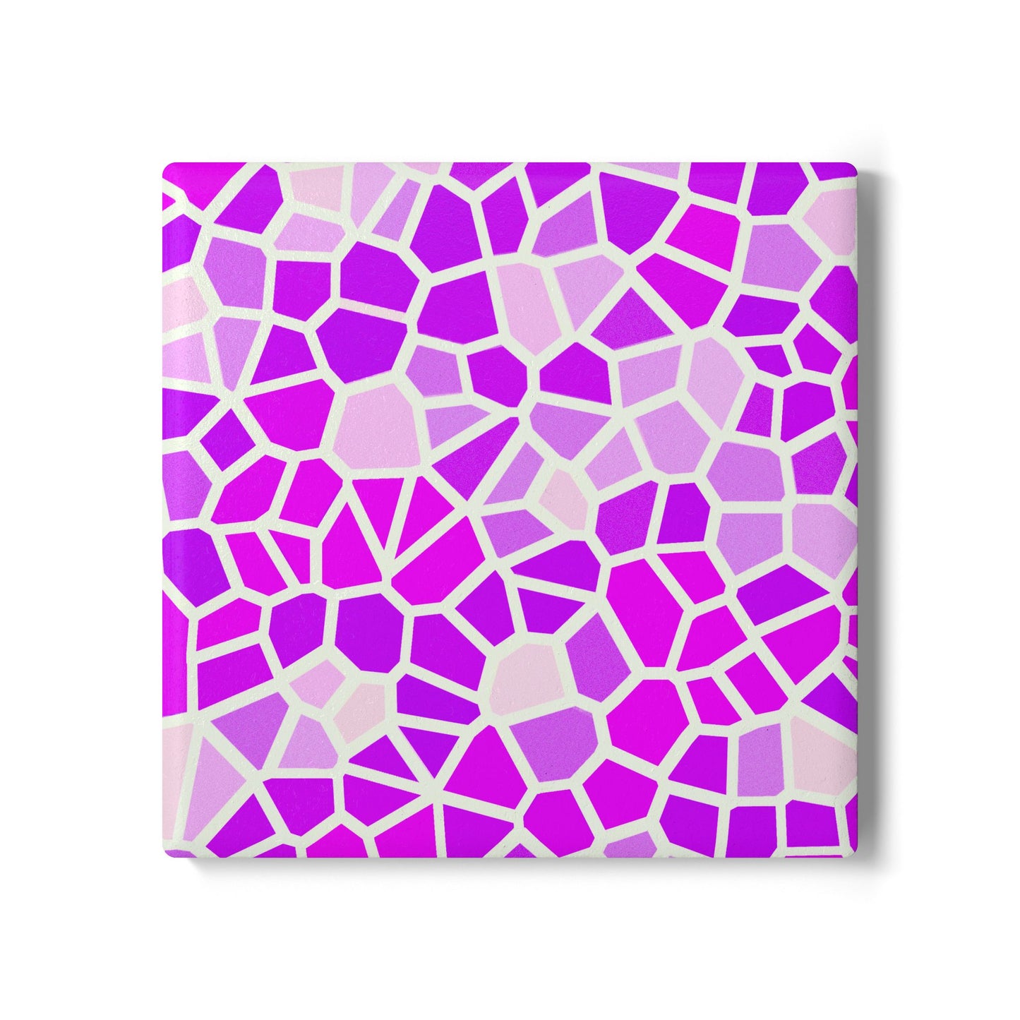 Geometric Mosaic Ceramic Coaster — Pink