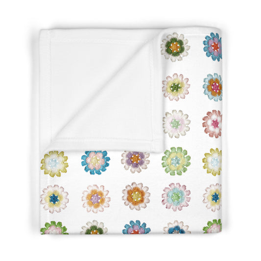 Soft Fleece Baby Blanket Crochet Floral Pattern 30" × 40"