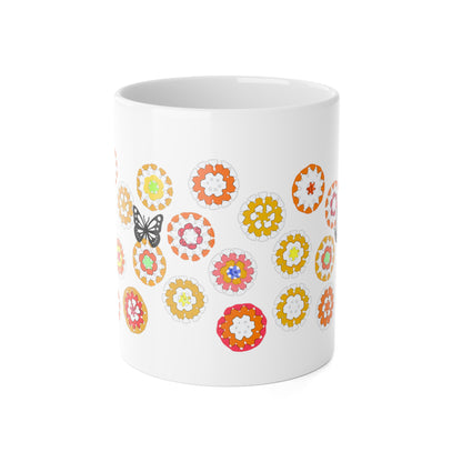 Coffee Mug Design Image - Orange Crochet Pattern & Butterfly