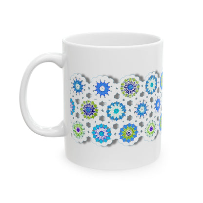 Coffee Mug Design Image-- Crochet Pattern In Blue With Shadow Drop