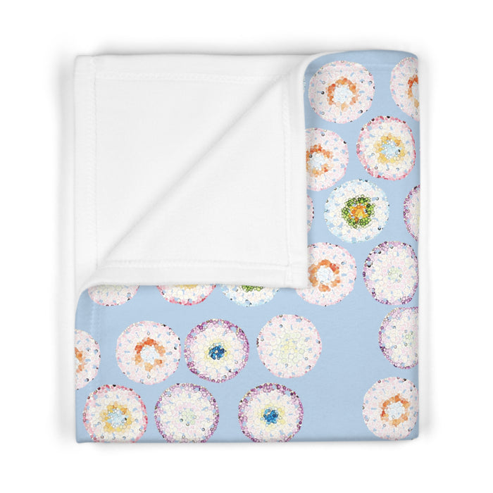Soft Fleece Baby Blanket Floral Pattern Baby Blue 30" × 40"