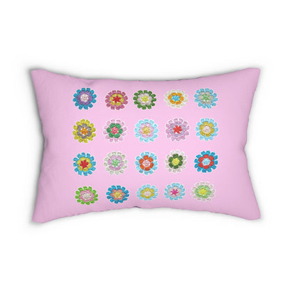 Crochet Pattern Print Spun Polyester Split Color Lumbar Pillow Pink Purple