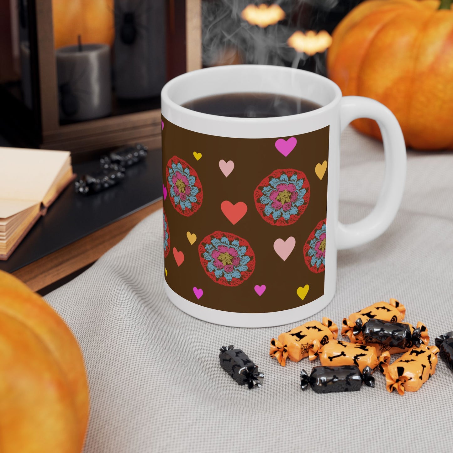 Coffee Mug Design Image -  Red Crochet & Love Heart