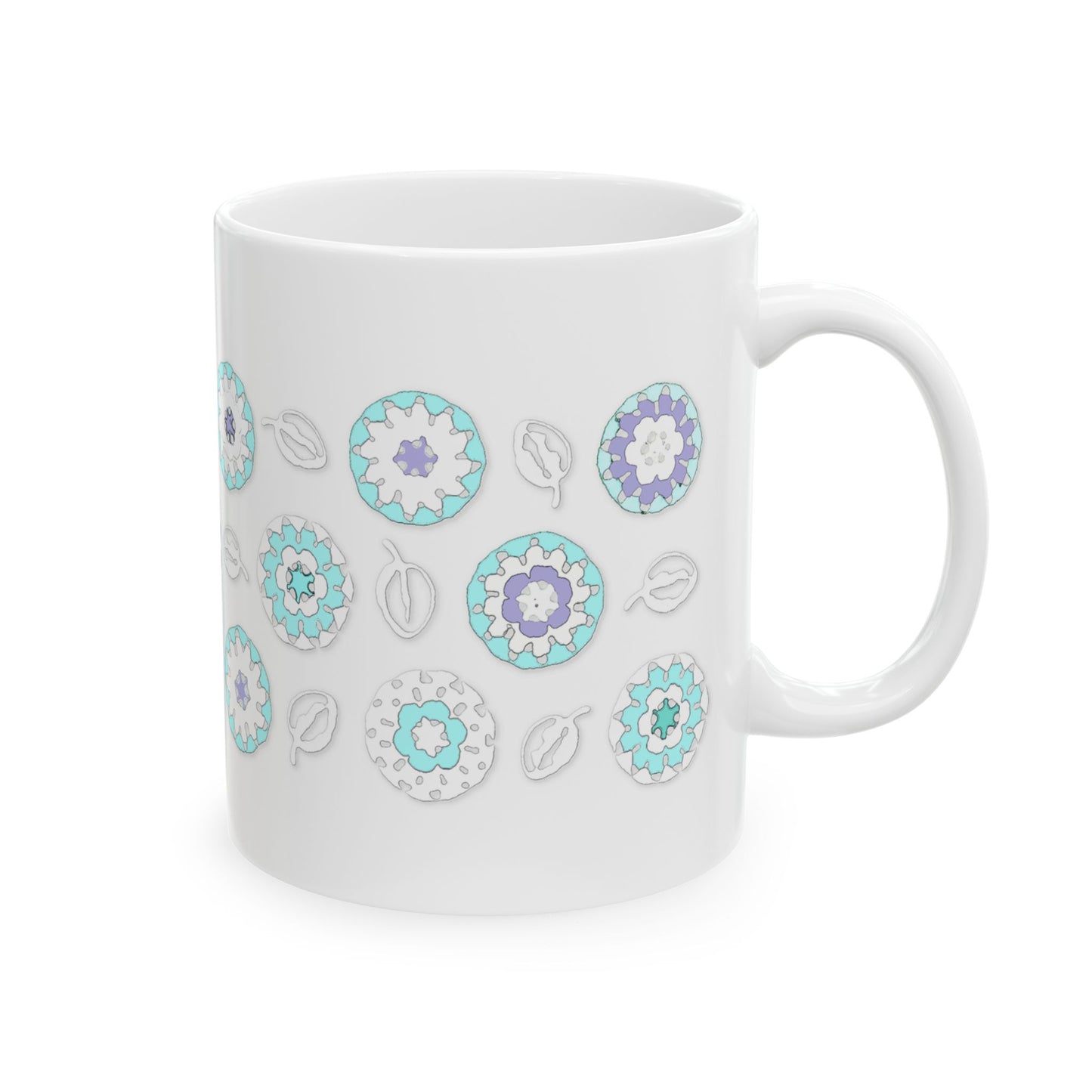 Coffee Mug Design Image--Pastel Blue Crochet Pattern On White