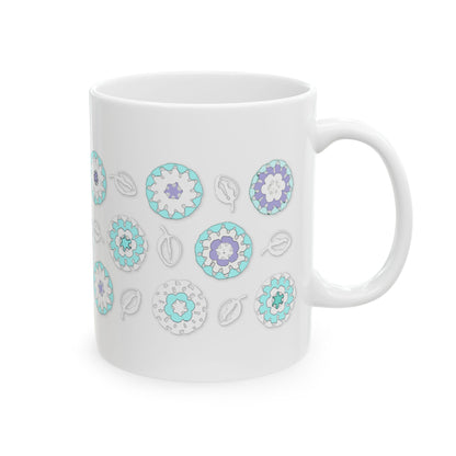 Coffee Mug Design Image--Pastel Blue Crochet Pattern On White