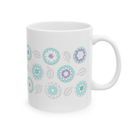 Coffee Mug Design Image--Pastel Blue Crochet Pattern On White