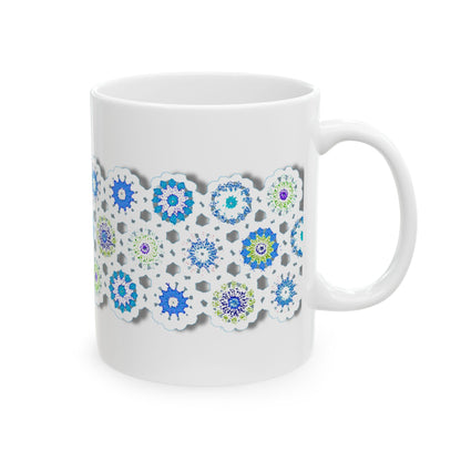 Coffee Mug Design Image-- Crochet Pattern In Blue With Shadow Drop
