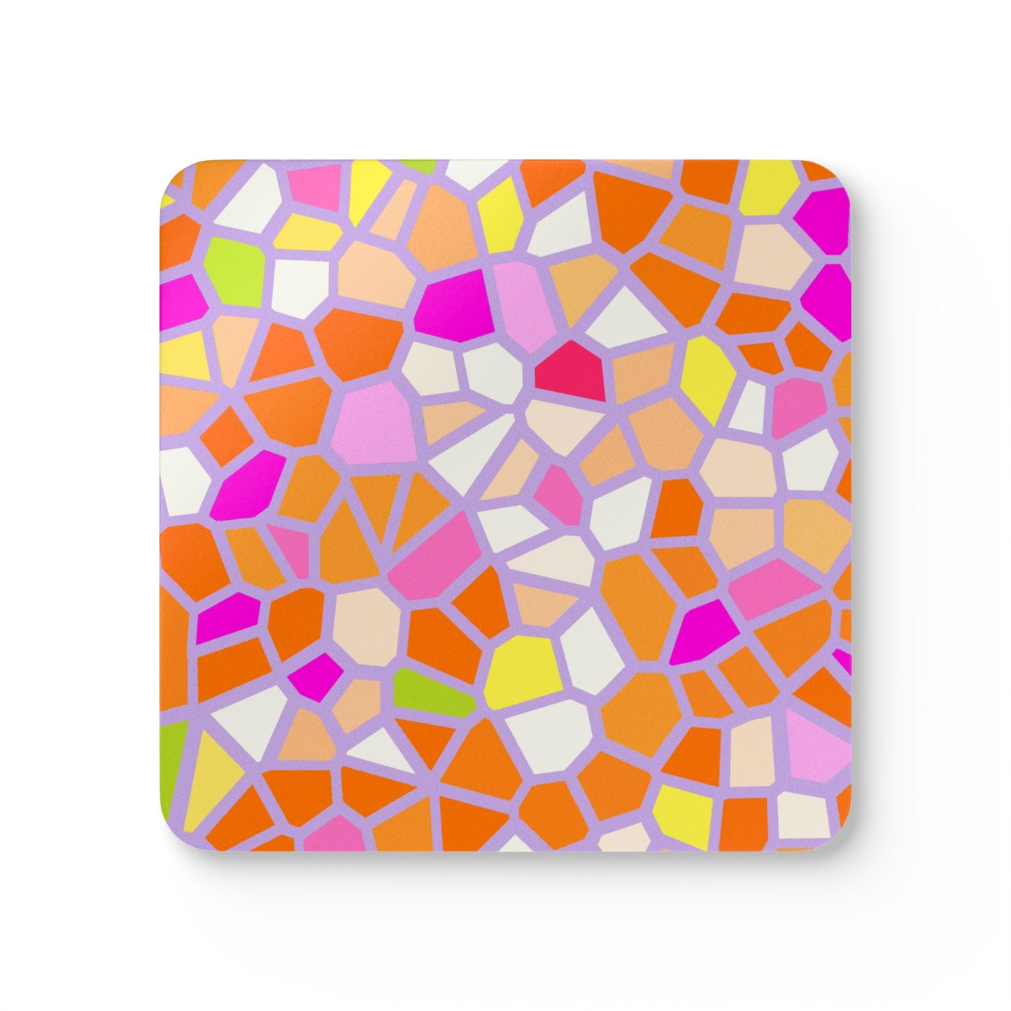 Colorful Mosaic Cork Coaster Set — Bright Geometric Drink Coasters (Set of 4)